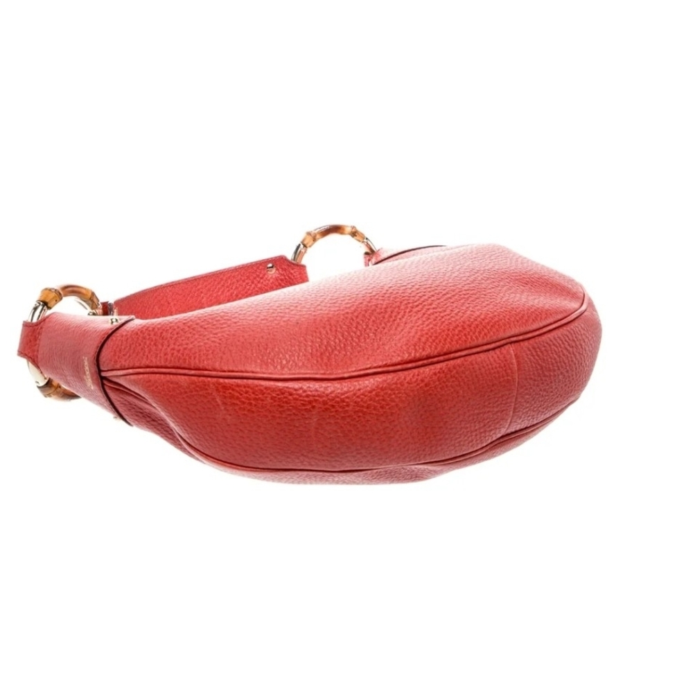 Gucci Vintage Bamboo Leather Orange/Red Hobo Bag - Picture 3 of 8